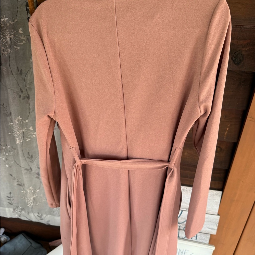 Love Tree Pink Trench Coat with Gold Accents - Picture 6 of 8
